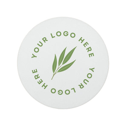 A round ceramic coaster personalised with a business logo. Your logo here.