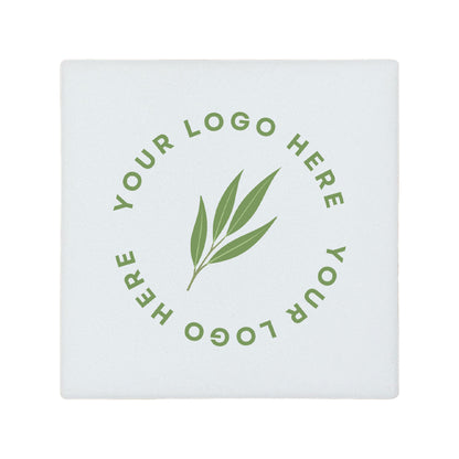 A square ceramic coaster personalised with a business logo. Your logo here. 