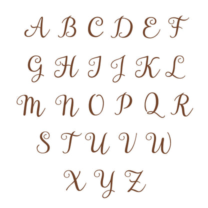 Stylized alphabet letters from A to Z in brown on a white background
