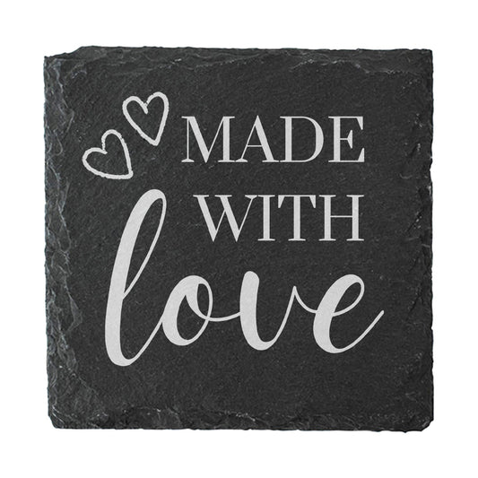 Square Slate Quote Coaster - "Made with love"
